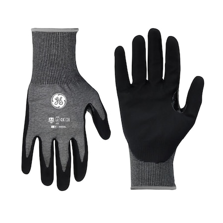 Ge Coated Gloves, Foam Nitrile, Gray, L 1 PR GG225LC